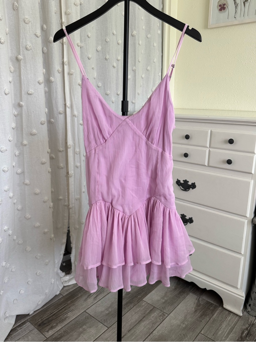 💜 Abercrombie & Fitch Lavender Ruffle Hem Mini Dress – Size Medium